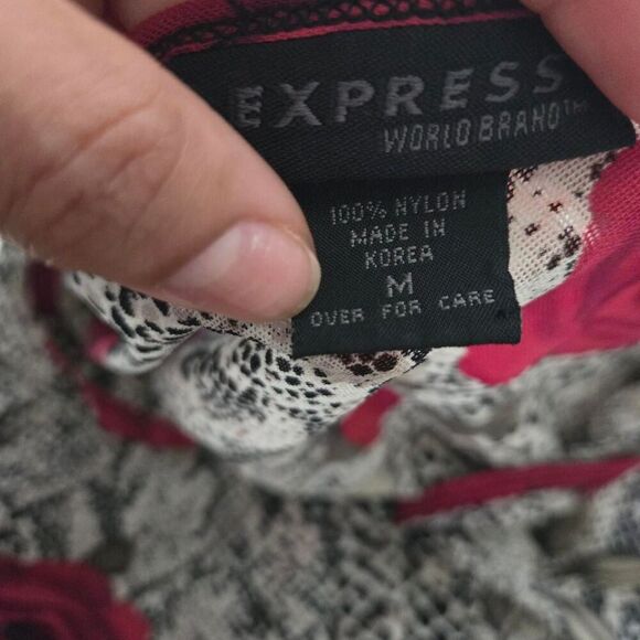 Express Vintage Y2K Roses Mesh Euro goth long sleeve top - Picture 4 of 8